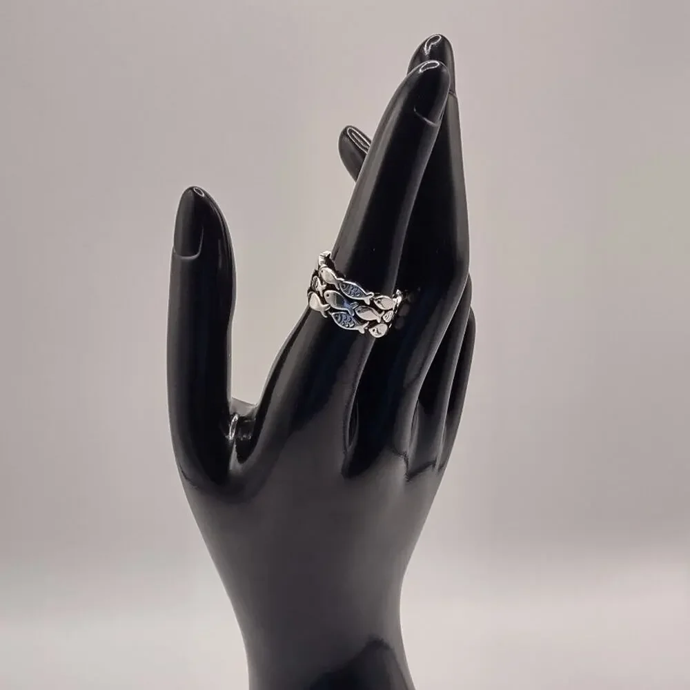925 Sterling Silver Ring Jesus Fish School Christian Jewelry Birthday Gift New!!